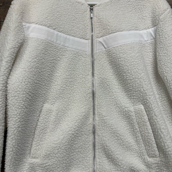 ZYIA White Plush Bomber Jacket with Ribbed Cuffs - Picture 4 of 7
